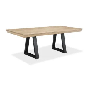 Belmont 42” X 60” Dining Table With Double Metal Pedestal