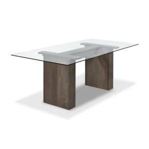 Kenova 42”X 60” Double Pedestal Dining Table With Glass Top