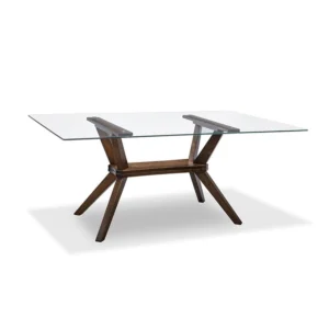 Tribeca 42” X 60” Double Pedestal Dining Table With Glass Top